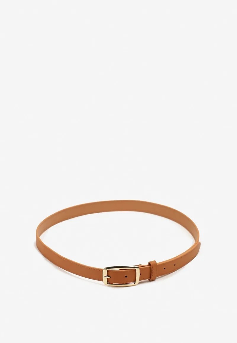 Jasnobrązowy Klasyczny Pasek z Geometryczną Klamrą Revarellea