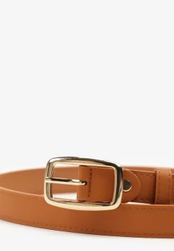 Jasnobrązowy Klasyczny Pasek z Geometryczną Klamrą Revarellea