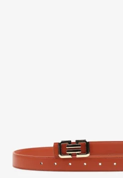 Jasnobrązowy Pasek Ozdobiony Klamrą o Geometrycznym Kształcie Vefia