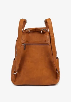 Jasnobrązowy Trapezowy Plecak z Dwiema Komorami i Rączką Damilora