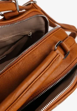 Jasnobrązowy Trapezowy Plecak z Dwiema Komorami i Rączką Damilora