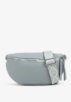 Jasnoniebieska Nerka z Materiałowym Paskiem w Mozaikowe Wzorki Delavinea