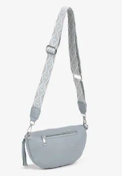 Jasnoniebieska Nerka z Materiałowym Paskiem w Mozaikowe Wzorki Delavinea