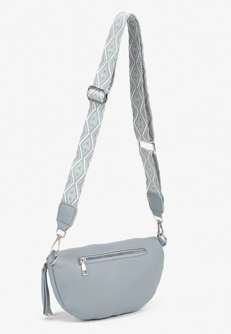 Jasnoniebieska Nerka z Materiałowym Paskiem w Mozaikowe Wzorki Delavinea