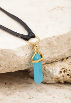 Jasnoniebieski Naszyjnik na Szerokim Sznurku z Kryształem Atherena