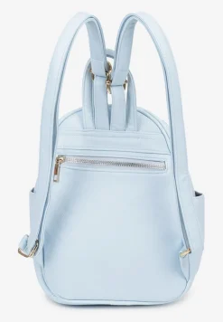 Jasnoniebieski Plecak na Szelkach z Regulacjach Ozdobione Łańcuszkiem i Napisami Hettana