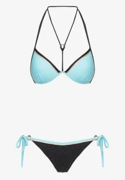 Jasnoniebieskie Bikini Dwuczęściowe Wiązany Biustonosz i Figi ze Sznurkami Lutella