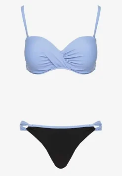 Jasnoniebieskie Bikini Majtki Figi i Biustonosz z Marszczeniem Sepiana