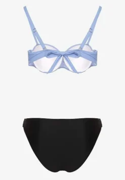 Jasnoniebieskie Bikini Majtki Figi i Biustonosz z Marszczeniem Sepiana