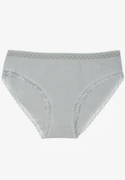 Jasnoniebieskie Majtki z Bawełny o Kroju Fig z Ozdobną Koronką Talivina