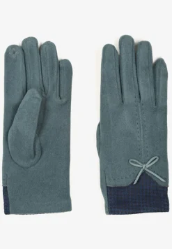 Jasnoniebieskie Rękawiczki z Bawełną Cyrkoniami i Kokardką Adelirra