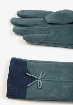 Jasnoniebieskie Rękawiczki z Bawełną Cyrkoniami i Kokardką Adelirra