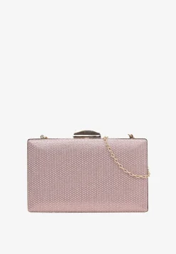 Jasnoróżowa Brokatowa Torebka Kopertówka z Zatrzaskowym Zapięciem Kamanate
