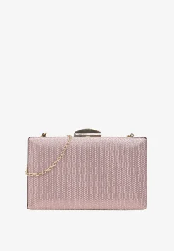 Jasnoróżowa Brokatowa Torebka Kopertówka z Zatrzaskowym Zapięciem Kamanate