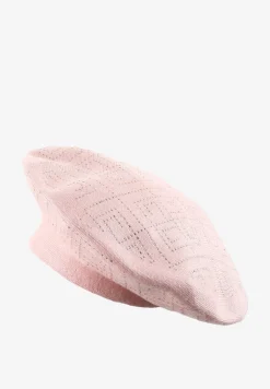 Jasnoróżowa Czapka Beret z Geometrycznym Wzorem z Cyrkoniami Holindia