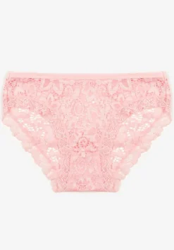 Jasnoróżowe Bawełniane Majtki Figi Ozdobione Koronką Vleova