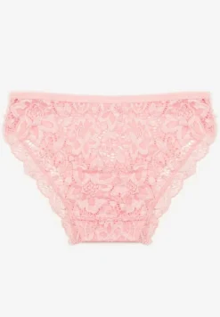 Jasnoróżowe Bawełniane Majtki Figi Ozdobione Koronką Vleova