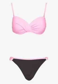 Jasnoróżowe Bikini Majtki Figi i Biustonosz z Marszczeniem Sepiana