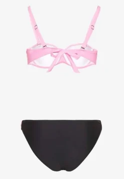 Jasnoróżowe Bikini Majtki Figi i Biustonosz z Marszczeniem Sepiana