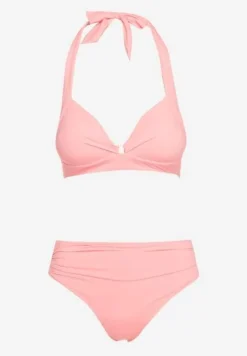 Jasnoróżowe Bikini Majtki Typu Figi i Biustonosz z Usztywnianymi Miseczkami Pilalana
