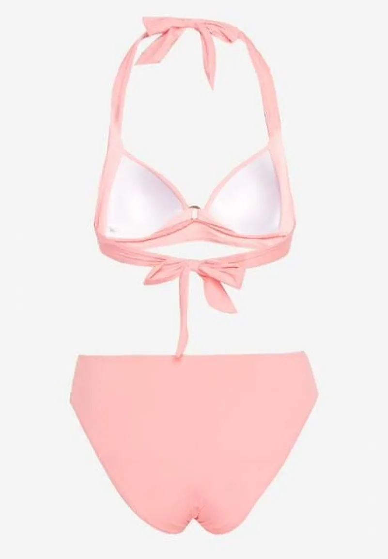 Jasnoróżowe Bikini Majtki Typu Figi i Biustonosz z Usztywnianymi Miseczkami Pilalana