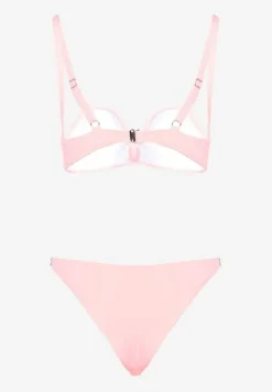 Jasnoróżowe Bikini z Cyrkoniami i Regulowanymi Ramiączkami Tloen