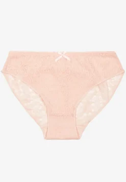 Jasnoróżowe Koronkowe Majtki Typu Figi z Ozdobną Kokardką Nilwia
