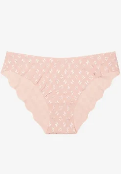 Jasnoróżowe Majtki Figi z Bezszwowym Wykończeniem Zdobione Geometrycznym Printem Viviore