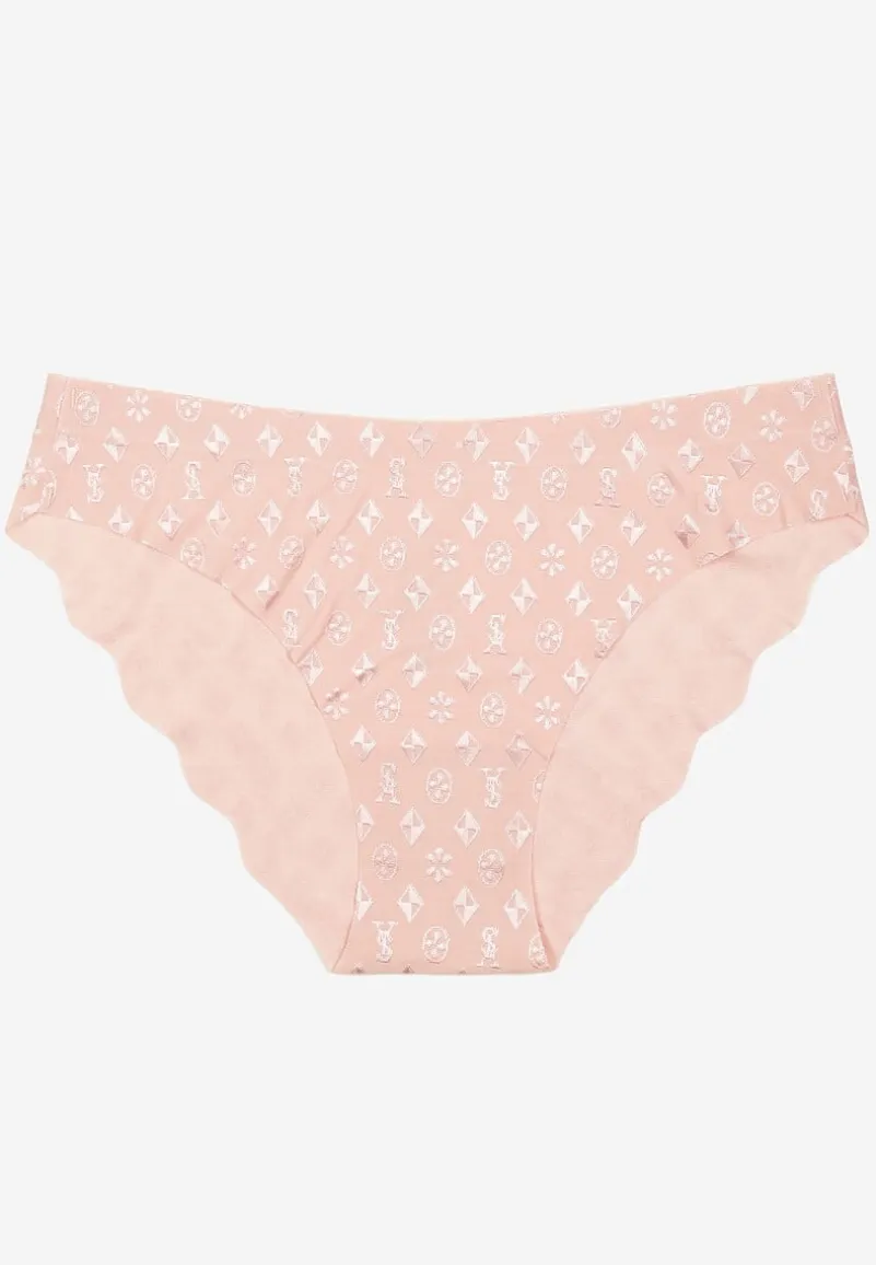 Jasnoróżowe Majtki Figi z Bezszwowym Wykończeniem Zdobione Geometrycznym Printem Viviore