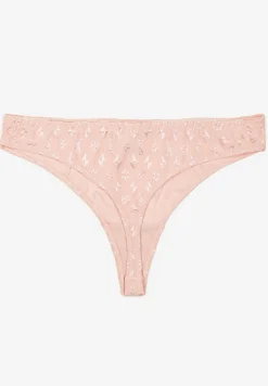 Jasnoróżowe Majtki Typu Stringi Ozdobione Tłoczeniem Vivise