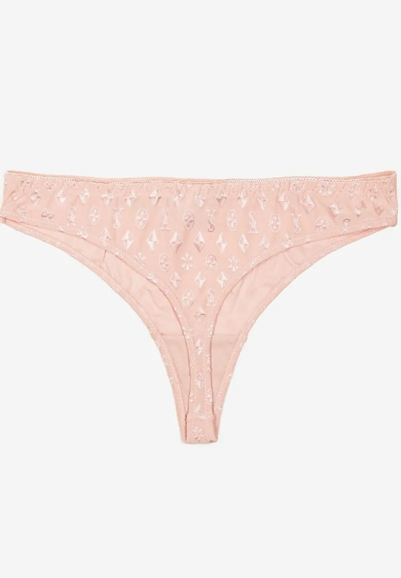 Jasnoróżowe Majtki Typu Stringi Ozdobione Tłoczeniem Vivise