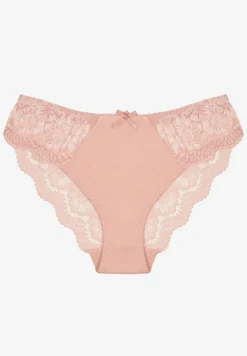 Jasnoróżowe Majtki z Bawełny Figi Ozdobione Koronką Nolmoi