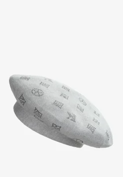Jasnoszara Czapka Beret w Naszywki w Cyrkonie Nlaria