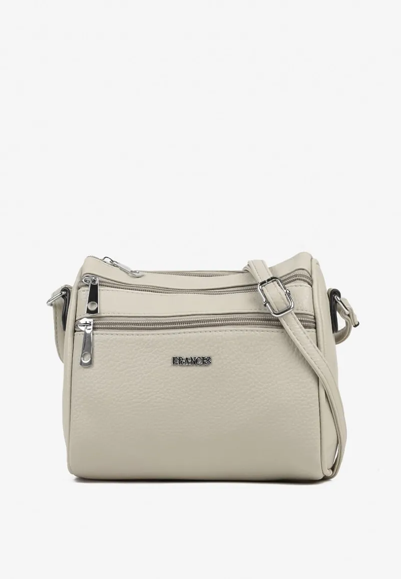 Jasnoszara Mała Torebka Listonoszka z Kieszeniami na Suwak Savirette