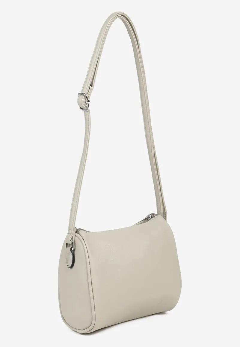 Jasnoszara Mała Torebka Listonoszka z Kieszeniami na Suwak Savirette