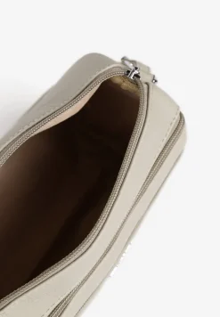 Jasnoszara Mała Torebka Listonoszka z Kieszeniami na Suwak Savirette
