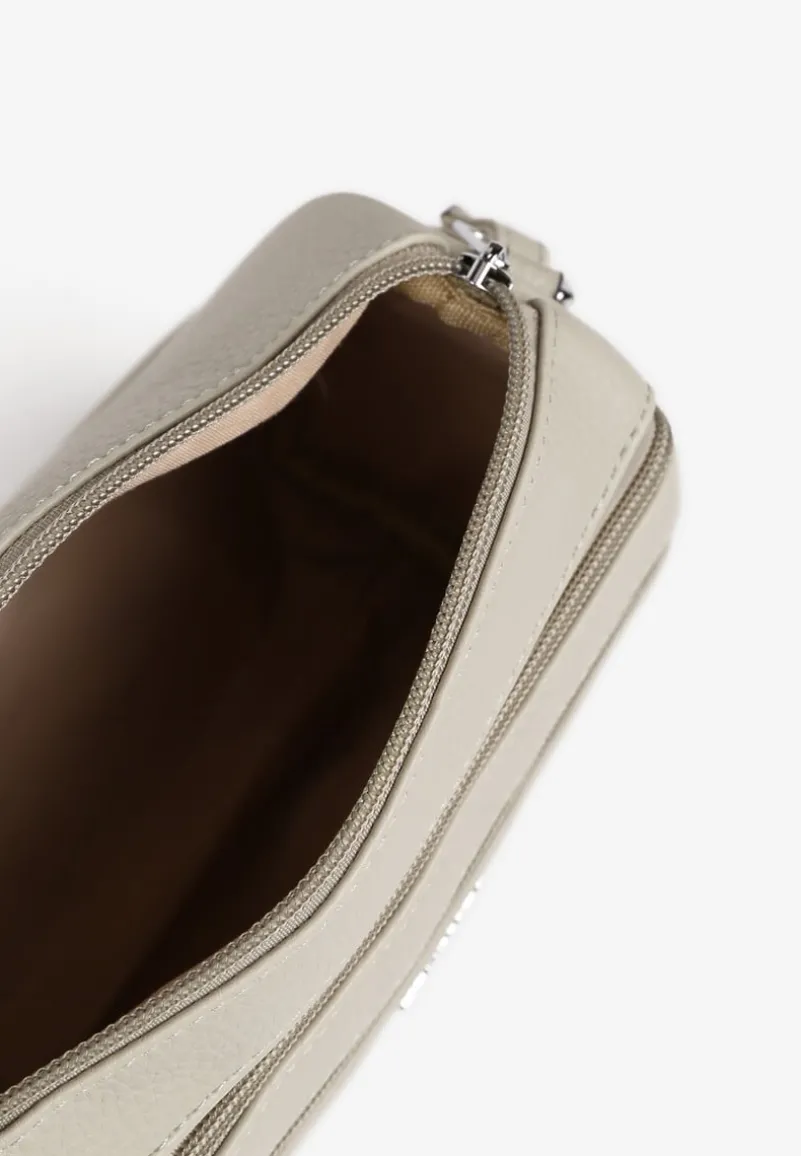 Jasnoszara Mała Torebka Listonoszka z Kieszeniami na Suwak Savirette