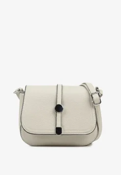 Jasnoszara Torebka Listonoszka Ozdobiona Klapą Dolissea