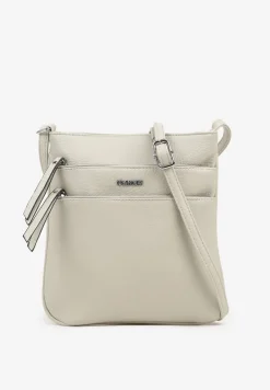 Jasnoszara Torebka Typu Listonoszka z Zasuwanymi Kieszeniami Silatea