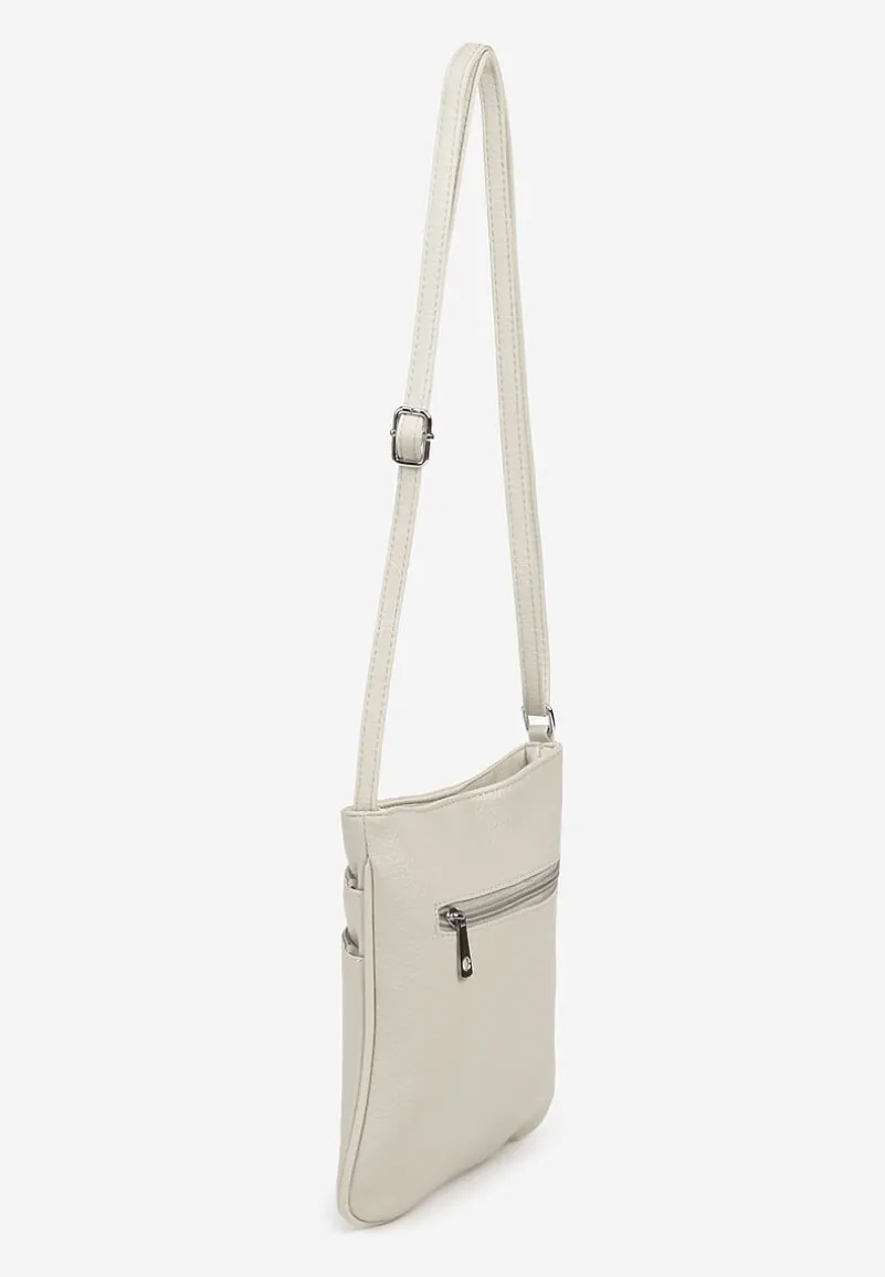 Jasnoszara Torebka Typu Listonoszka z Zasuwanymi Kieszeniami Silatea