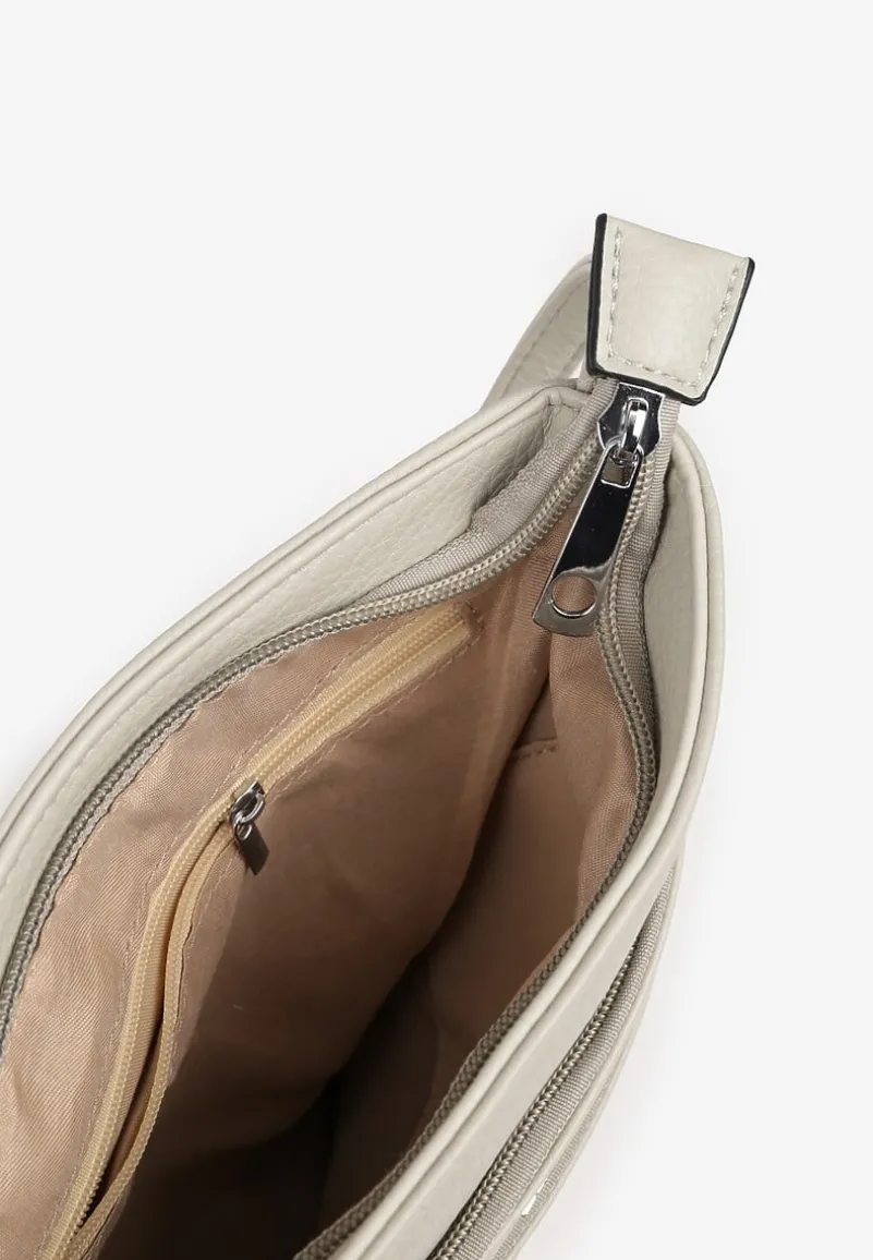 Jasnoszara Torebka Typu Listonoszka z Zasuwanymi Kieszeniami Silatea