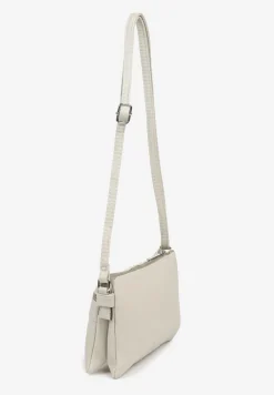 Jasnoszara Torebka Typu Listonoszka o Prostokątnym Fasonie Izinia