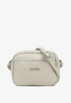 Jasnoszara Torebka w Stylu Listonoszki z Napisem Dolenna