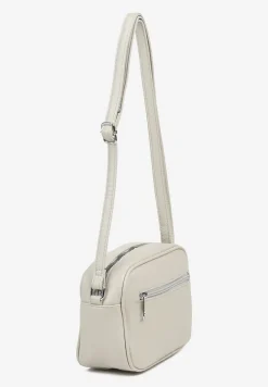 Jasnoszara Torebka w Stylu Listonoszki z Napisem Dolenna