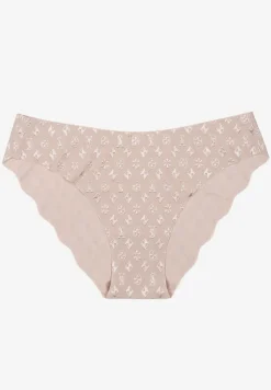 Jasnoszare Majtki Figi z Bezszwowym Wykończeniem Zdobione Geometrycznym Printem Viviore