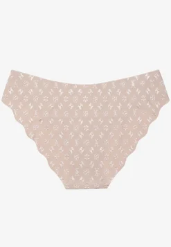 Jasnoszare Majtki Figi z Bezszwowym Wykończeniem Zdobione Geometrycznym Printem Viviore