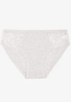 Jasnoszare Majtki z Bawełny Figi Ozdobione Koronką Talirinae