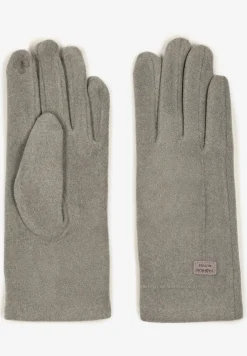 Jasnoszare Rękawiczki Zimowe z Bawełną Ozdobione Aplikacją Gralemi