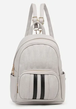 Jasnoszary Casualowy Plecak z Tłoczonym Wzorem i Regulowanymi Odpinanymi Paskami Nelarose