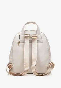 Jasnoszary Pikowany Plecak z Regulowanymi Szelkami i Metalową Ozdobą Kiza